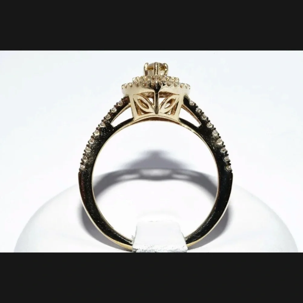 1.01CT NATURAL CANARY DIAMOND & WHITE DIAMOND ENGAGEMENT RING SOLID GOLD 14k - Picture 6 of 8